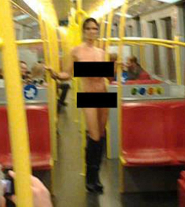 Vienna subway train naked woman
