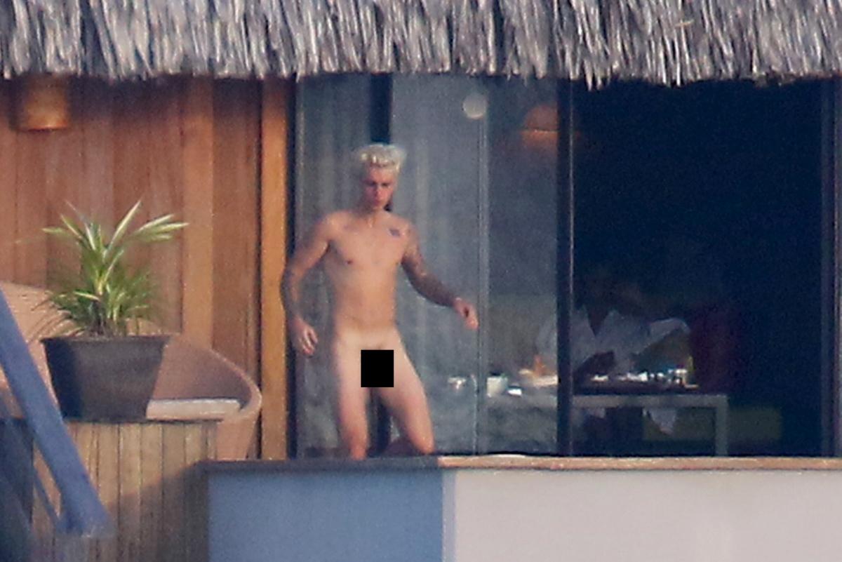 Justin Bieber goes nude in Bora Bora. 