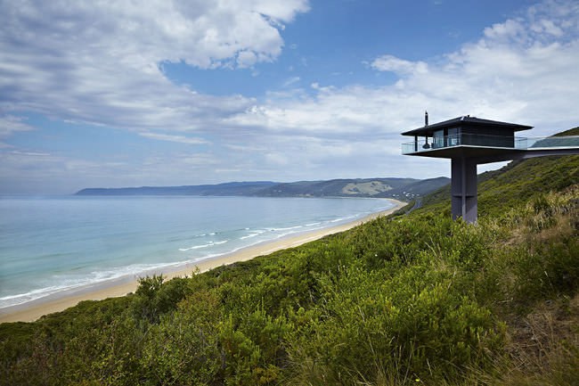 In Australia, a beach house appears to be floating in mid-air