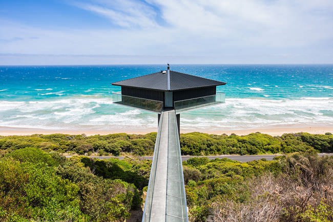 In Australia, a beach house appears to be floating in mid-air3