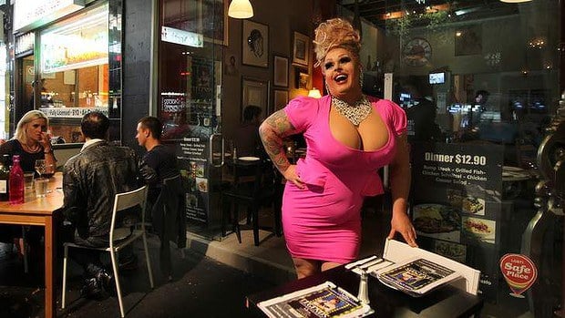 Drag Queen.Sydney.May 15th, 2014.Photo.Sahlan Hayes.SMH News.Maxi Shield a Drag Queen who meets and greets patrons at Beloccio Cafe, Darlinghurst.